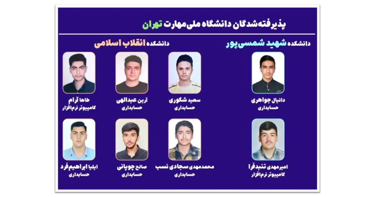 قبولی های استان تهران هنرجویان هنرستان پکت در کنکور 1404